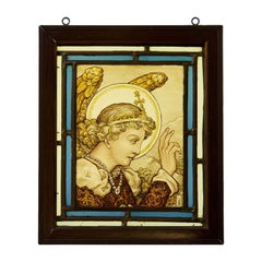 Used 19th Century Stained Glass Depiction Of An Angel