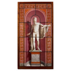 Antique 19th Century Stained Glass Of Apollo Belvedere By W. Doyle