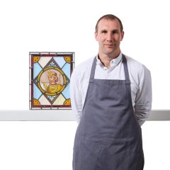 19th Century Stained Glass Panel of a King