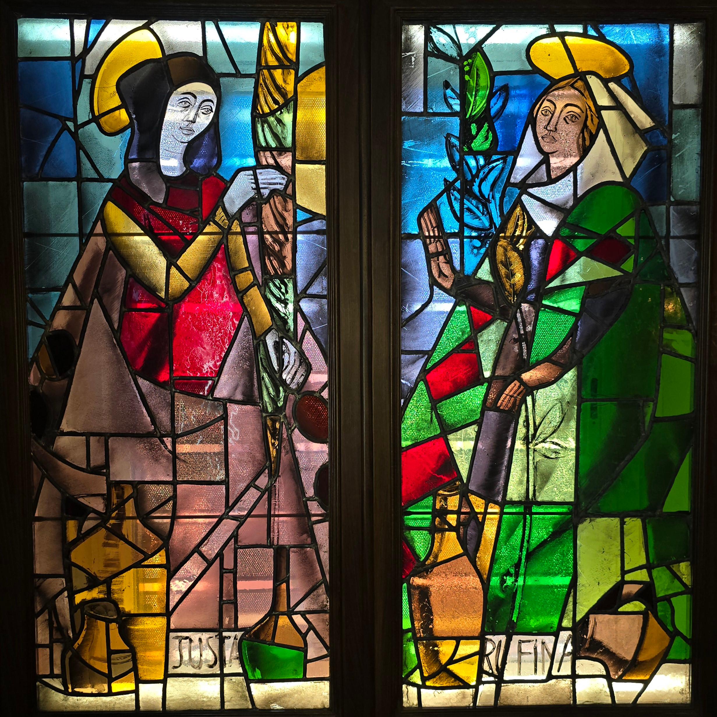 Panneaux de vitrail du XIXe siècle représentant Sainte-Justa et Sainte-Rufina Bon état - En vente à Madrid, ES