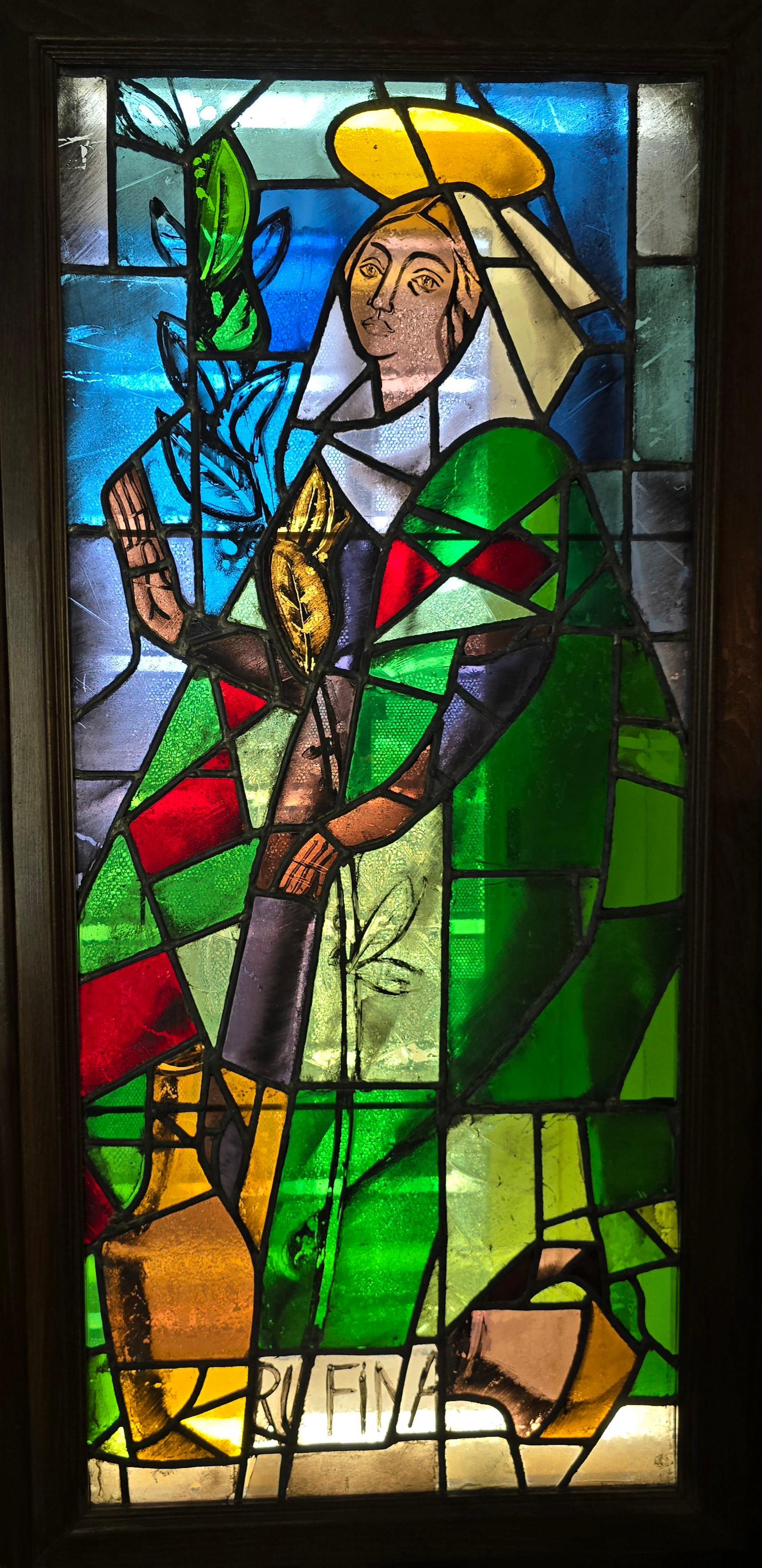 Verre d'art Panneaux de vitrail du XIXe siècle représentant Sainte-Justa et Sainte-Rufina en vente