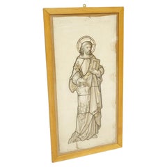 Antique 19th century Stained glass plan watercolour- St Peter