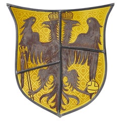 Escudo de vidrieras del siglo XIX con águila bicéfala
