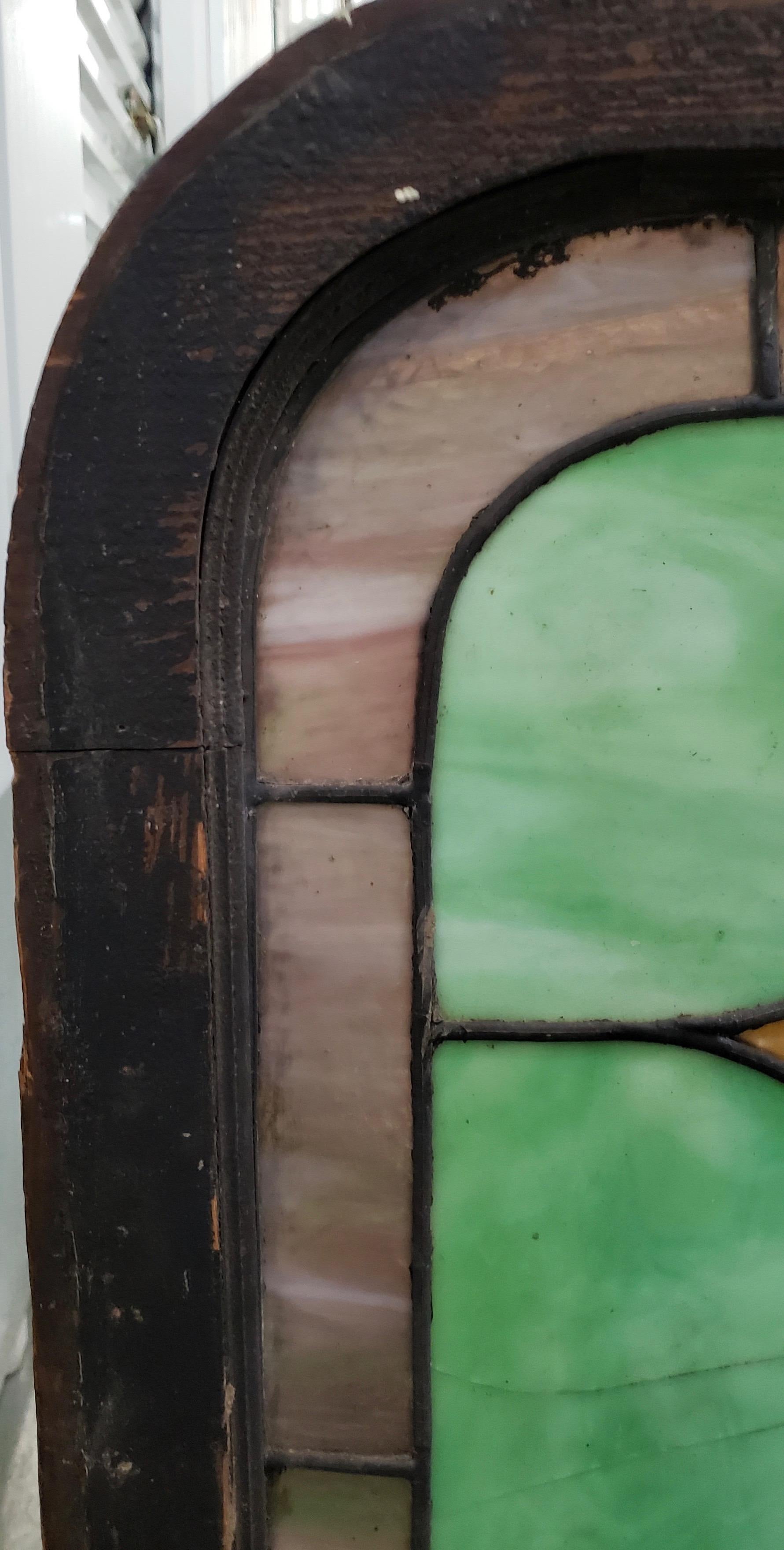 house number stained glass