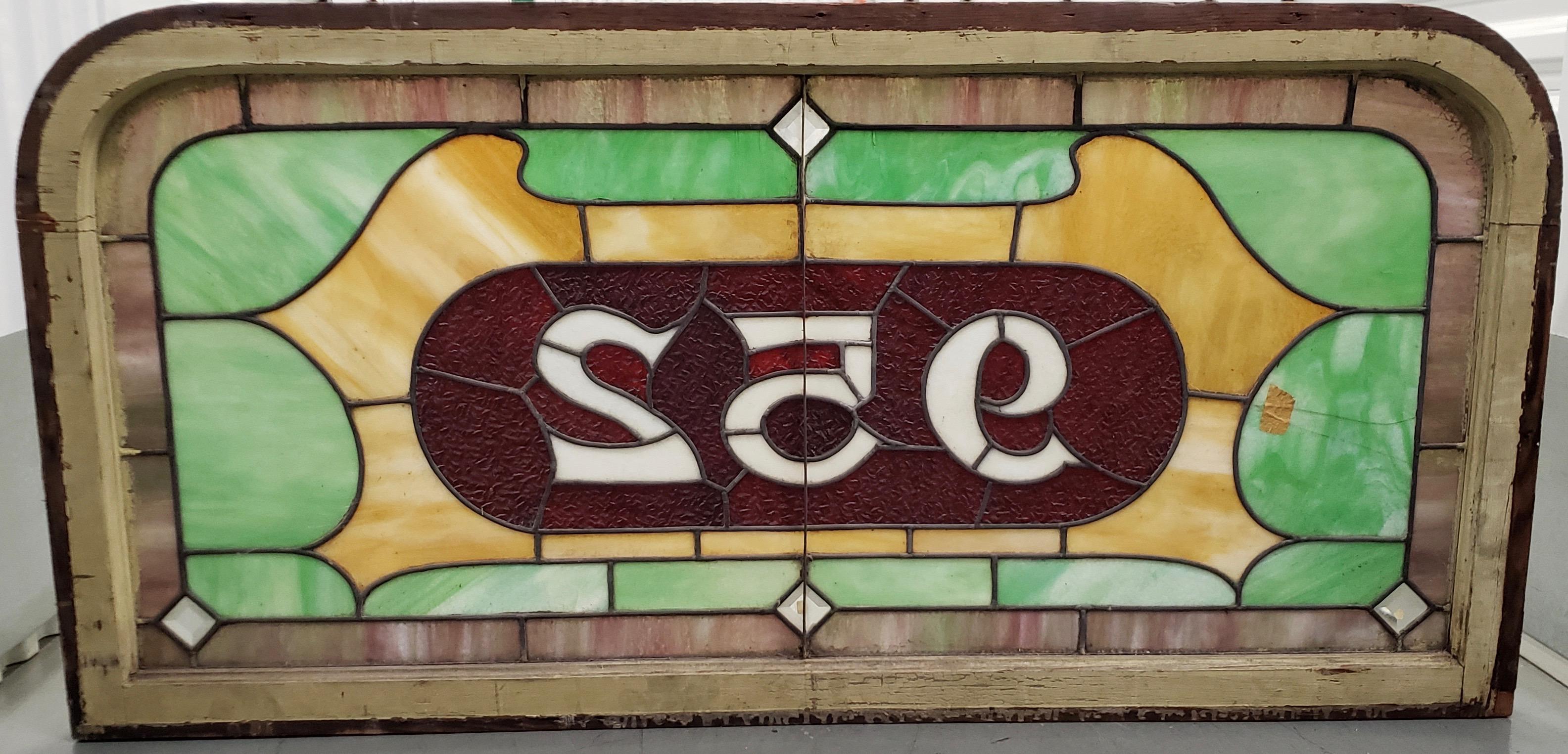 19th Century Stained Glass Victorian House Number Window Panel, circa 1880 In Good Condition For Sale In San Francisco, CA