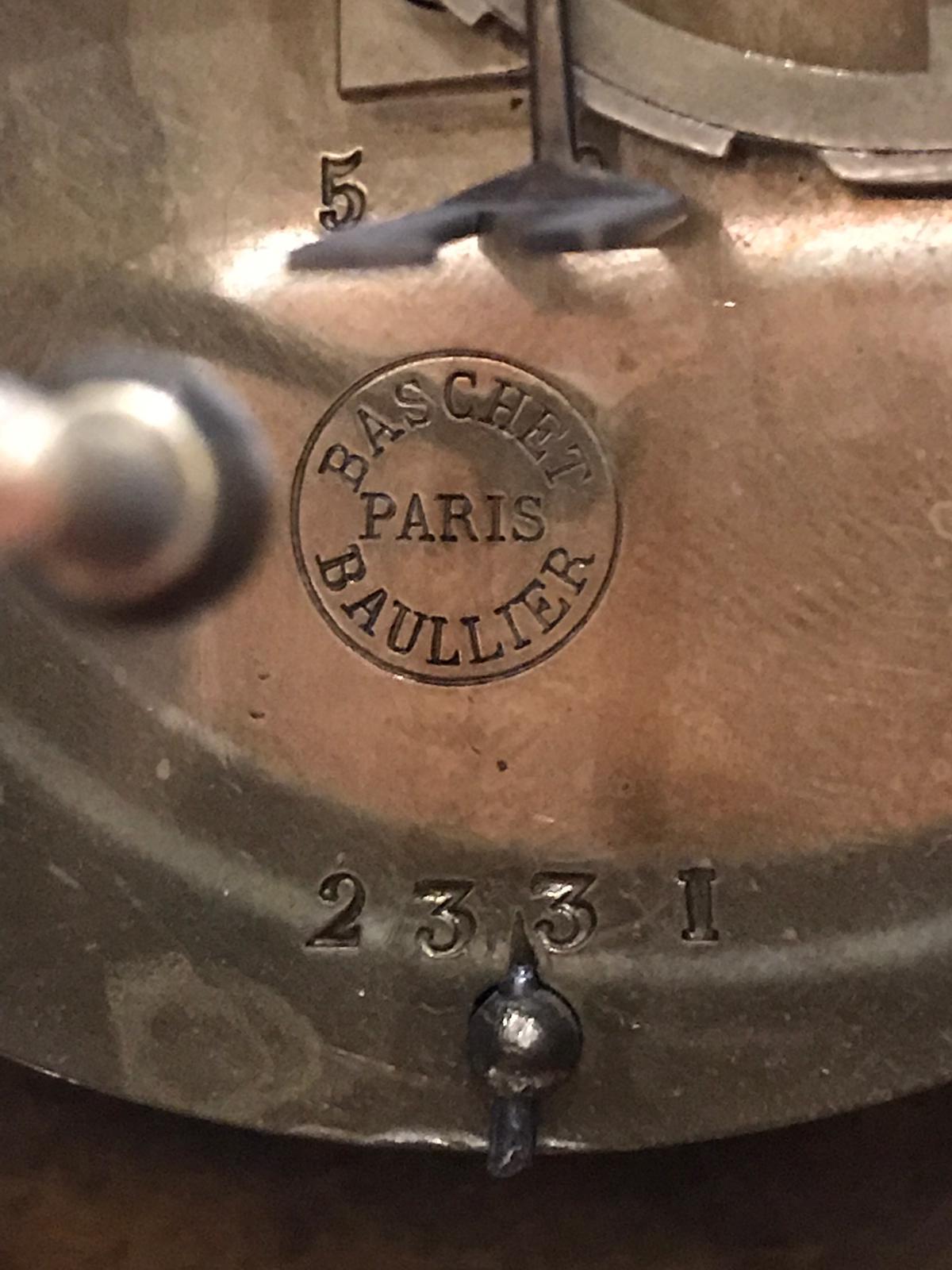 Uhr von Baschet Baullier, Paris, 19. Jahrhundert, gestempelt im Angebot 3