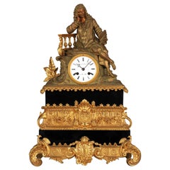 Used 19th Century Standing Pendulum Clock in Gilted and Patinated Bronze