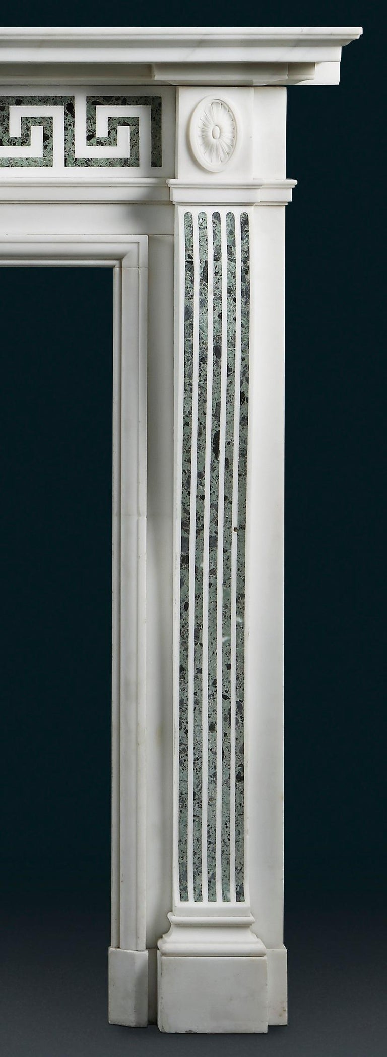 19th Century Statuary and Antico Verde Marble Fireplace For Sale at 1stDibs