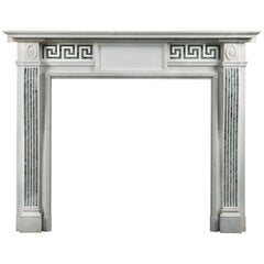 19th Century Statuary and Antico Verde Marble Fireplace