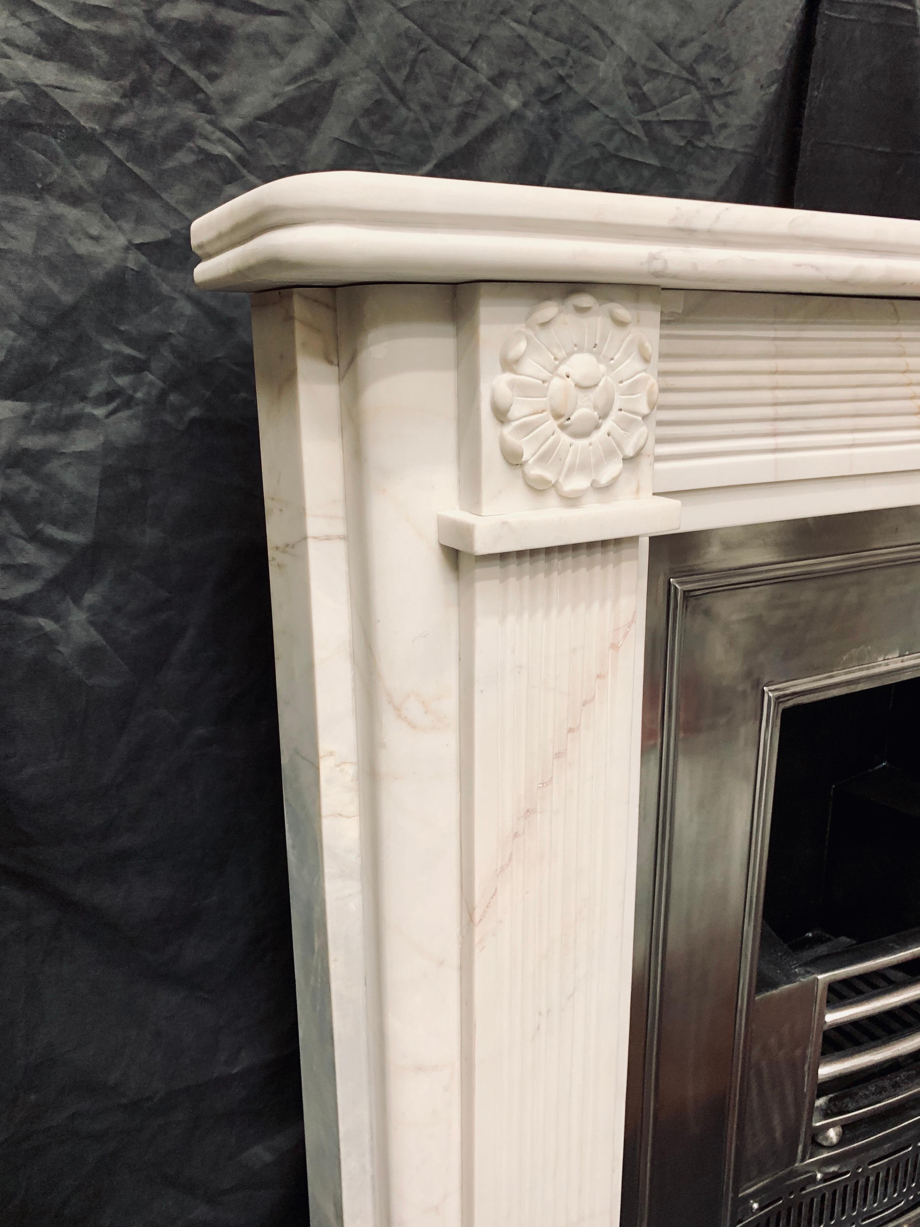 19th Century Statuary Marble Regency Style Carved Fireplace Surround 3