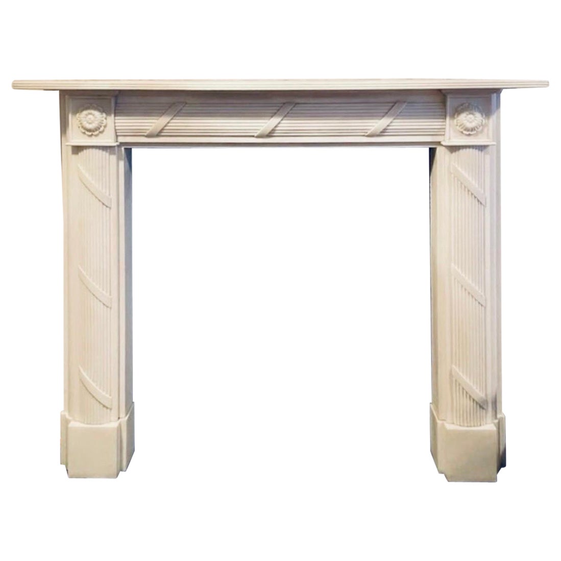 19th Century Statuary Marble Regency Style Carved Fireplace Surround