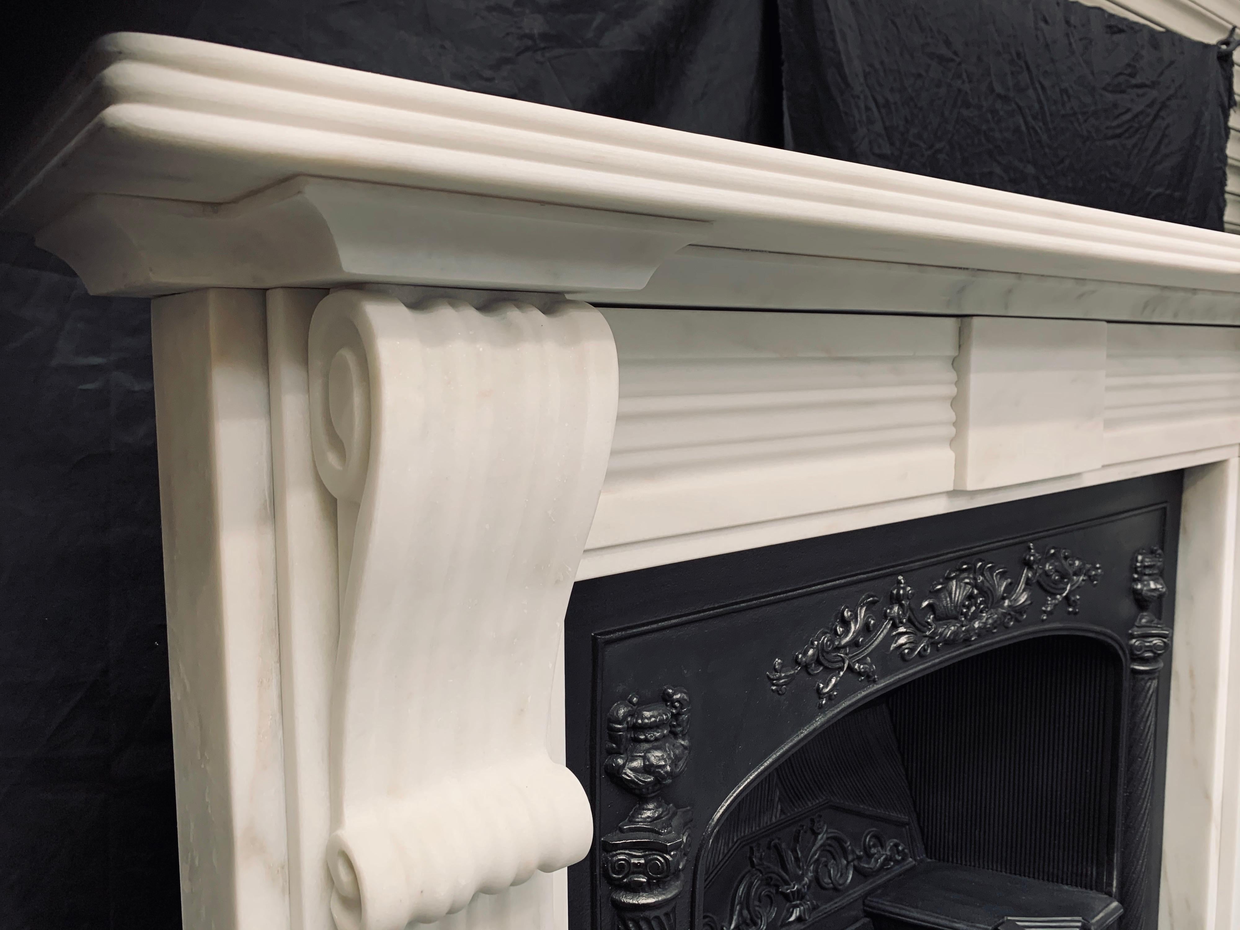 19th Century Statuary Marble Regency Style Fireplace Surround 5