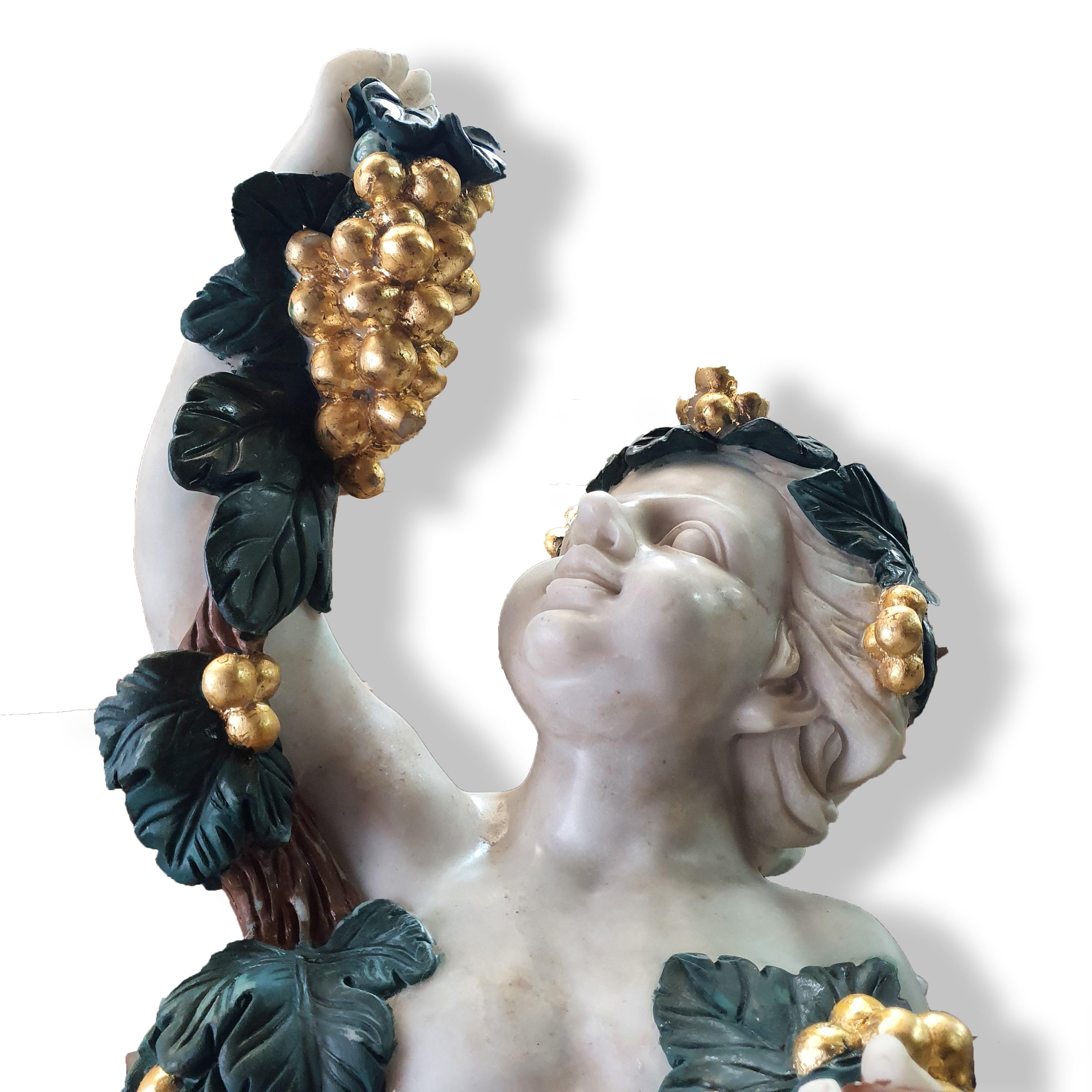 19th Century Statuary Marble Sculpture Cherub Bacchus In Good Condition For Sale In PALERMO, IT
