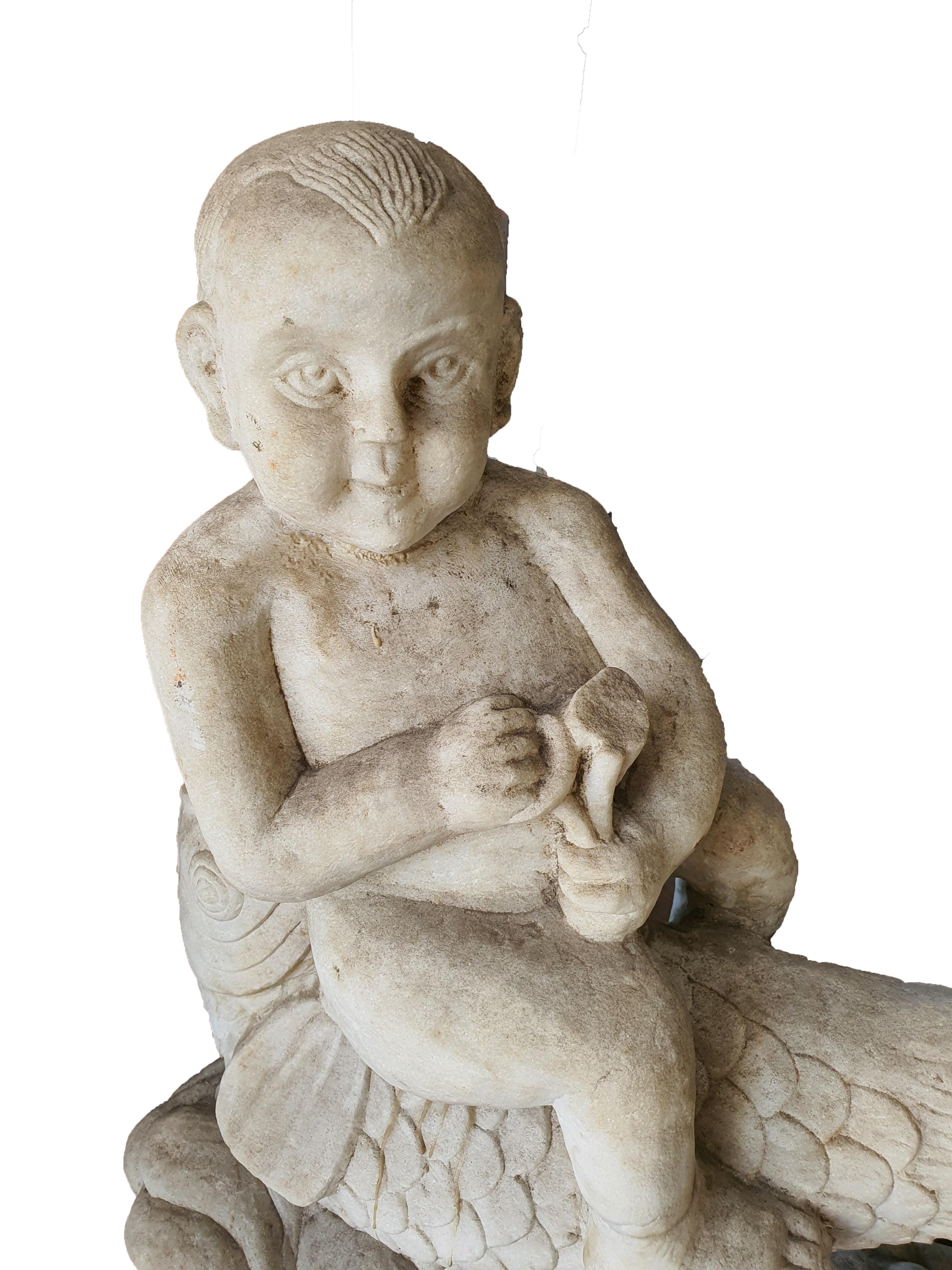 Carved 19th Century Statuary White Marble Sculpture For Sale