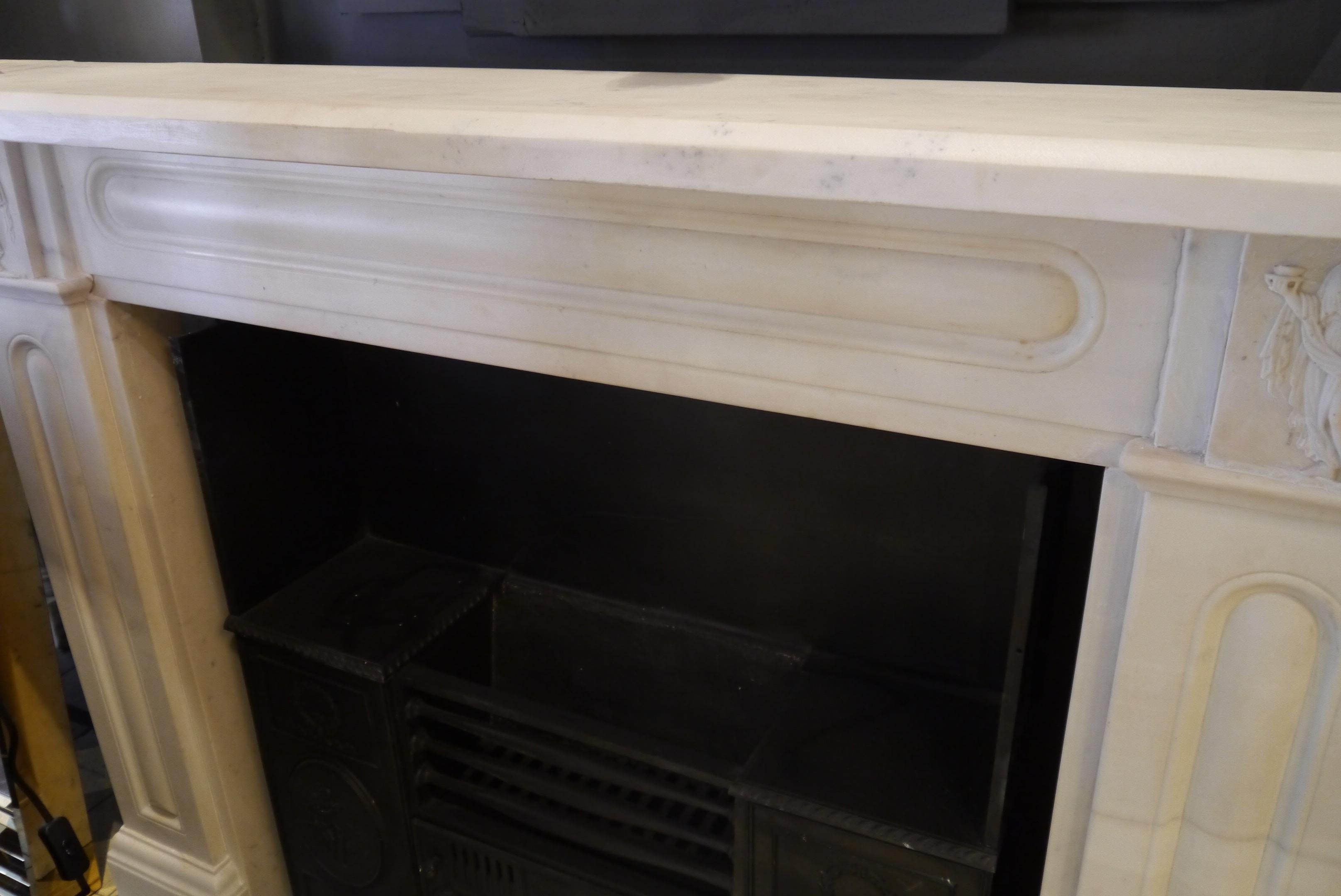 English 19th Century Statuary White Regency Marble Mantelpiece Fireplace For Sale