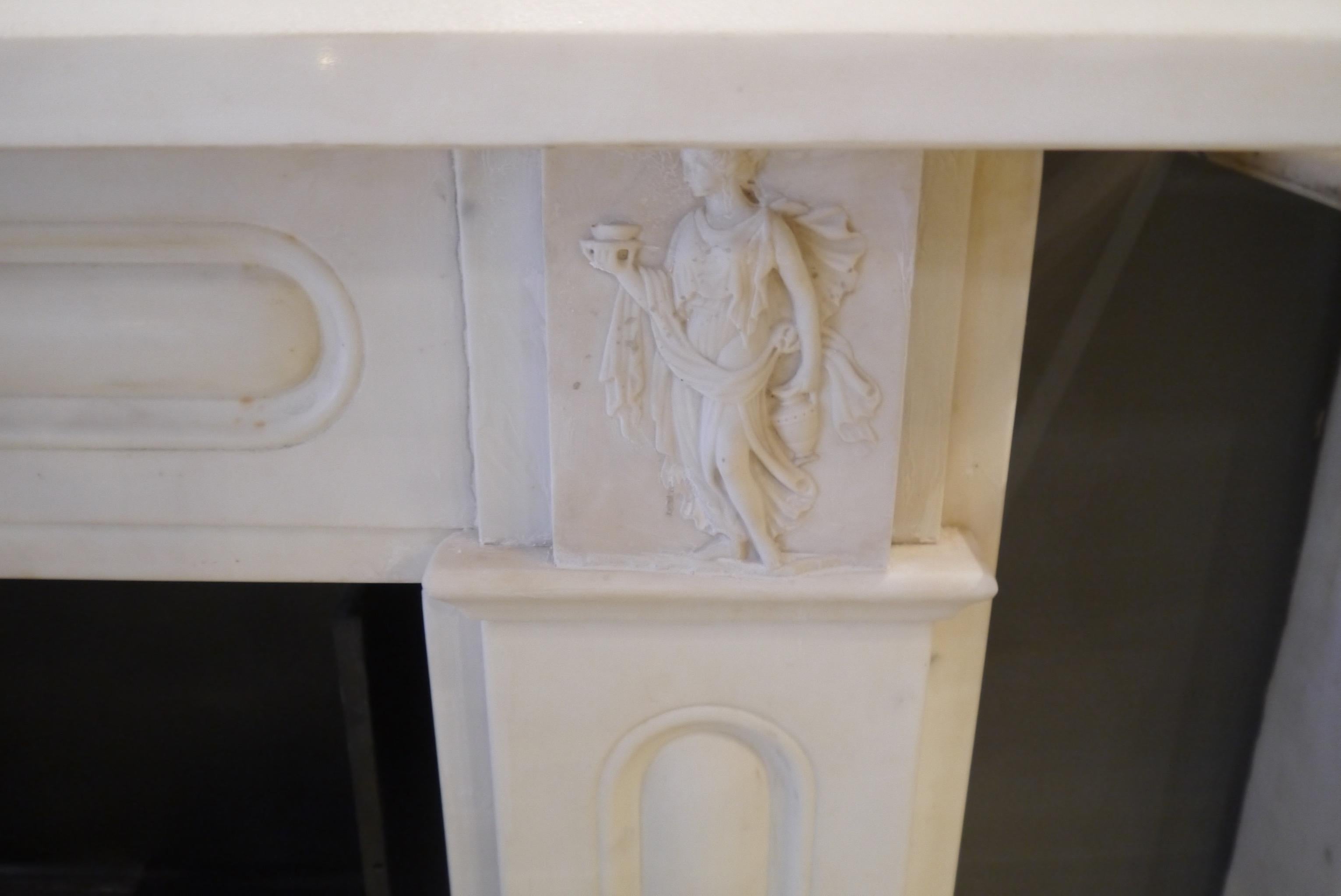 19th Century Statuary White Regency Marble Mantelpiece Fireplace For Sale 2