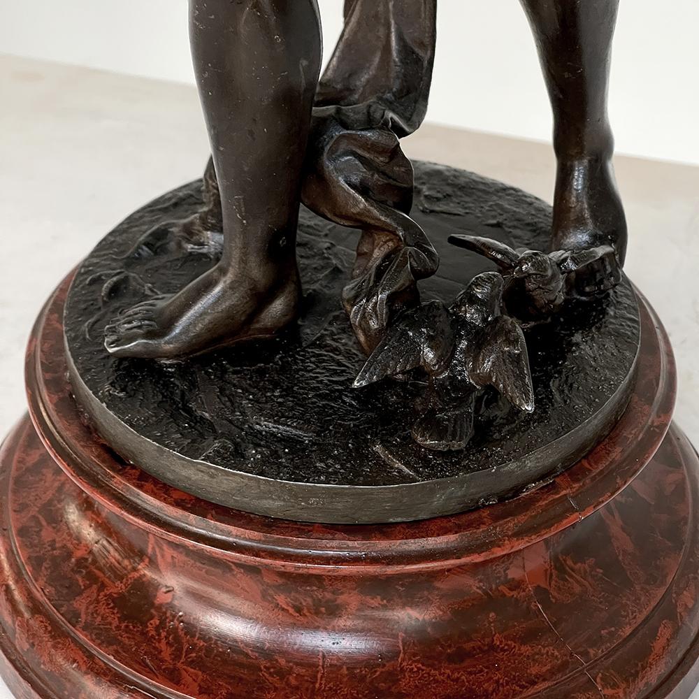 19th Century Statue of Lovers in Spelter on Faux Marble For Sale 8