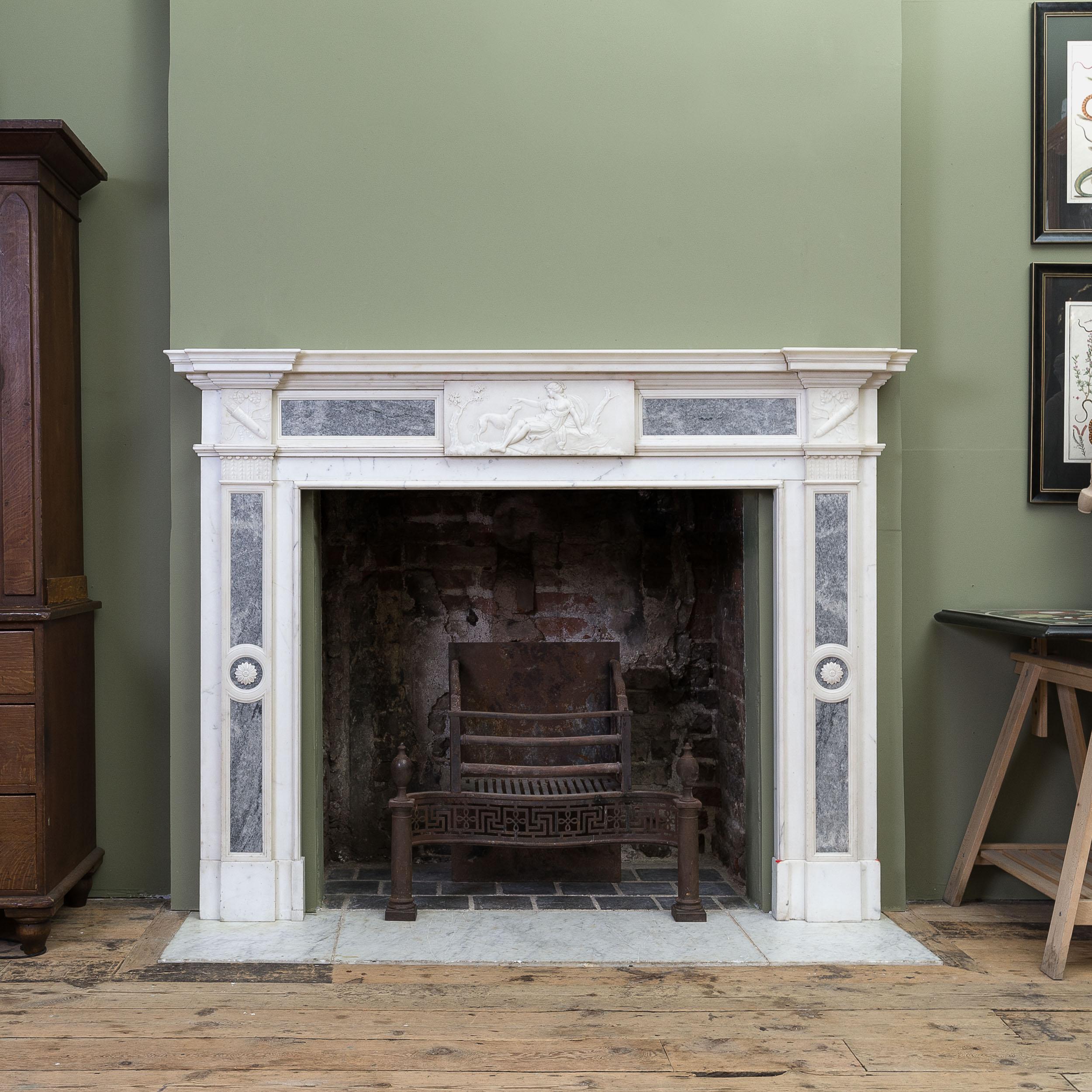 19th Century Stauary and Marmo Grigio Neo-Classical Fireplace 13