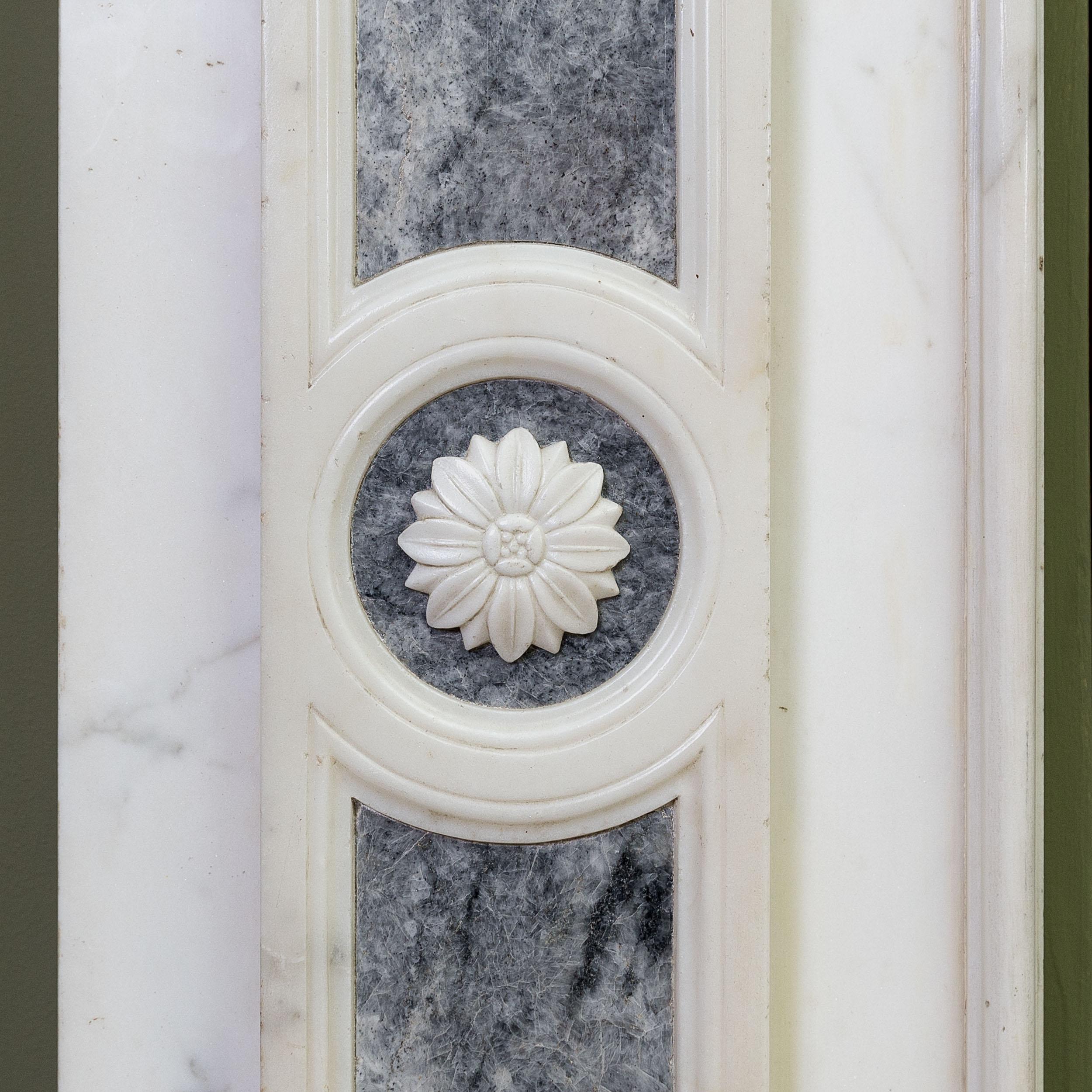 Marble 19th Century Stauary and Marmo Grigio Neo-Classical Fireplace