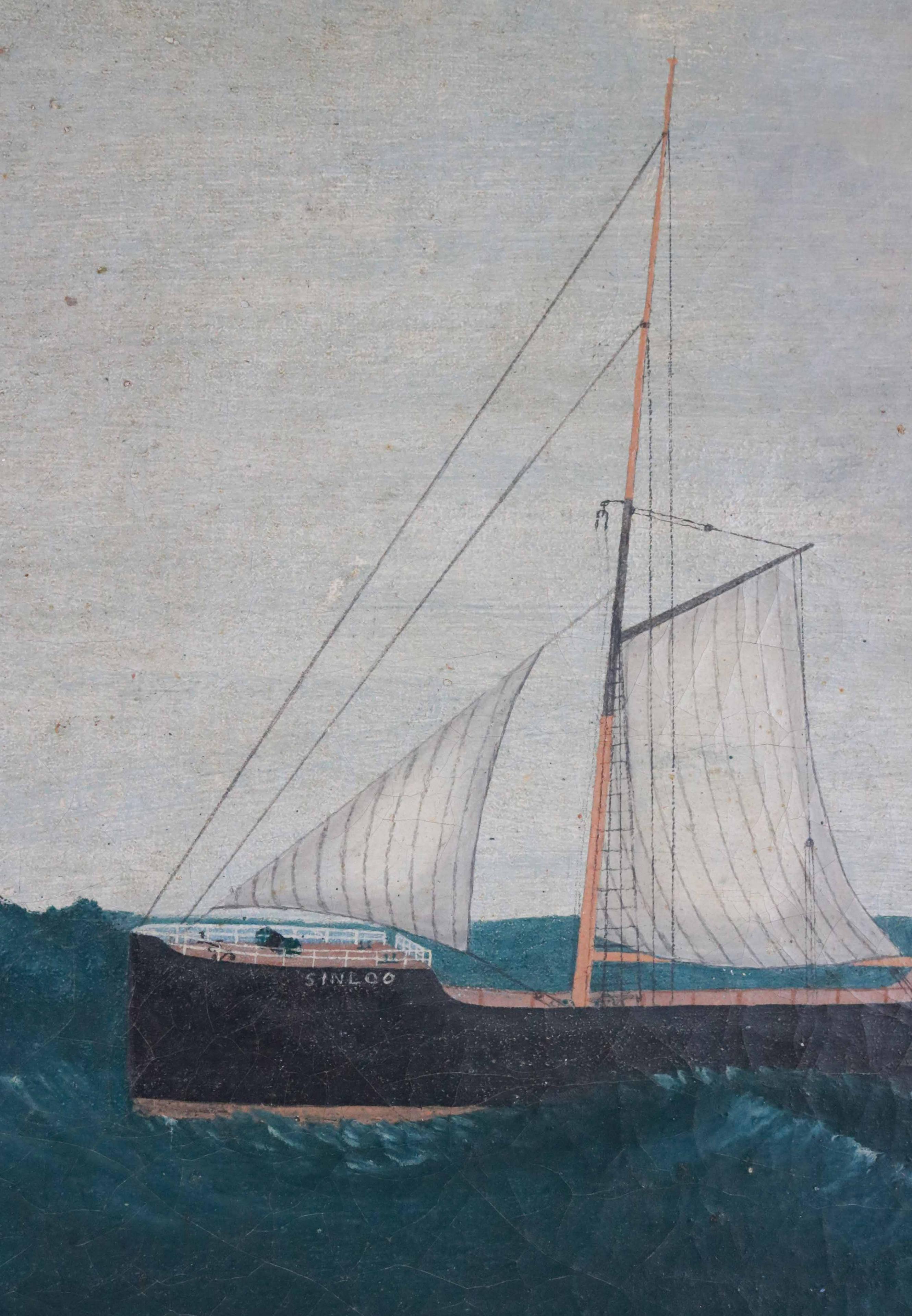 American 19th Century Steamship Painting 