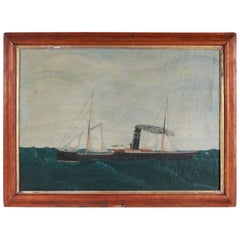 19th Century Steamship Painting "Sinloo"
