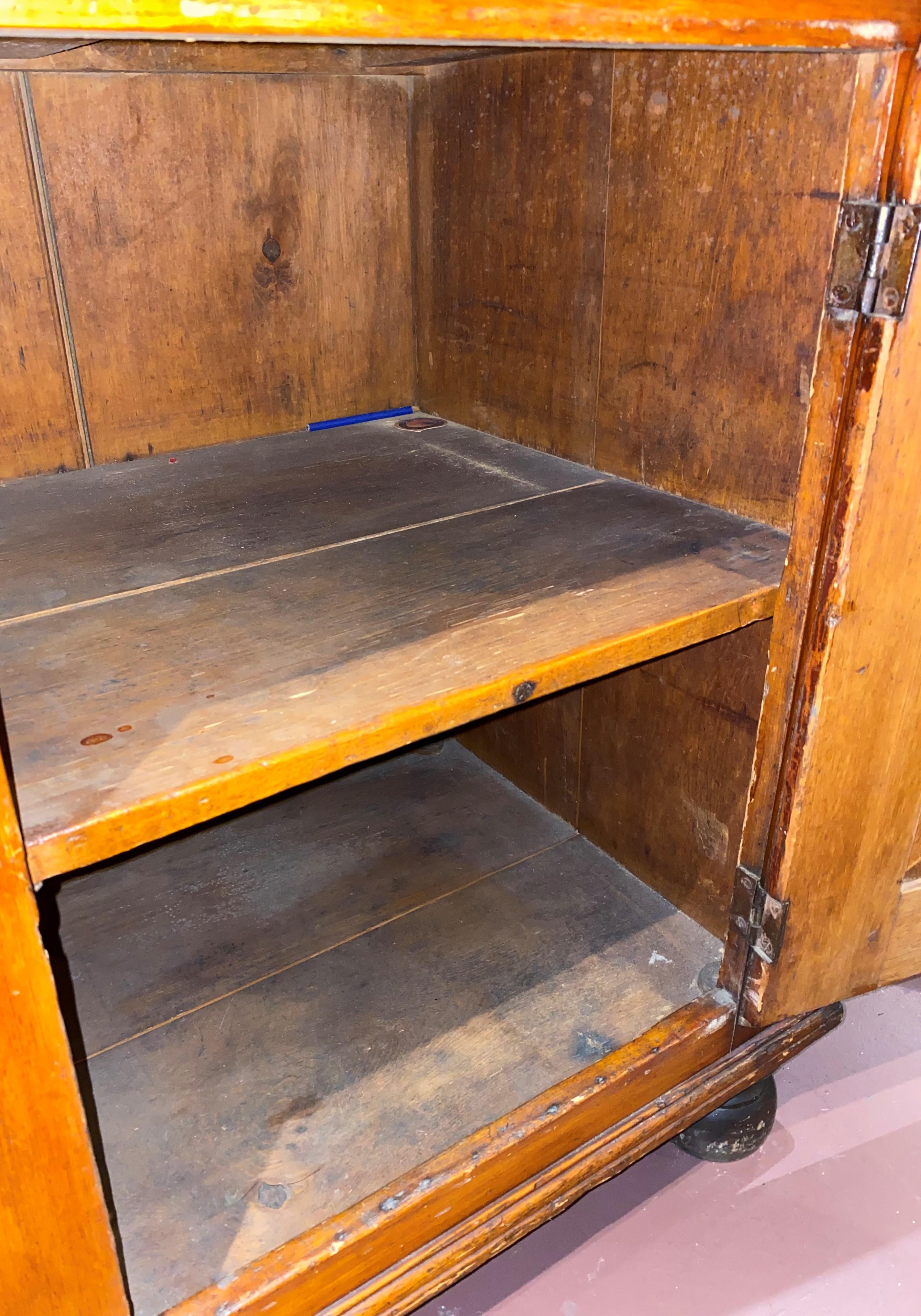 19th Century Stepback Cupboard with Glazed Doors & Unusual Carved Cornice 9