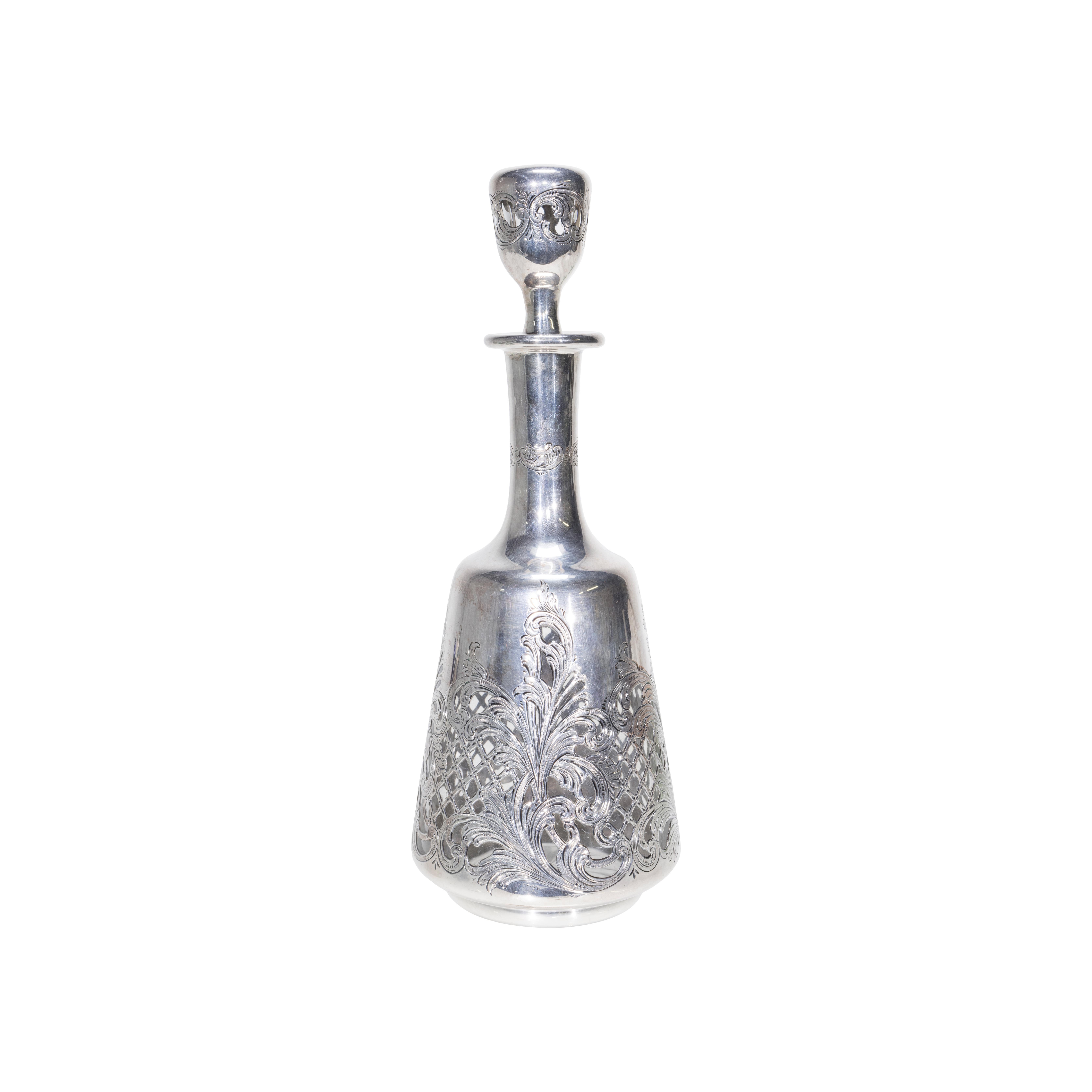19th Century Sterling and Glass Decanter In Good Condition For Sale In Coeur d Alene, ID