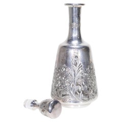 Antique 19th Century Sterling and Glass Decanter
