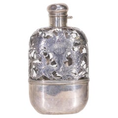 19th Century Sterling Covered Glass Flask