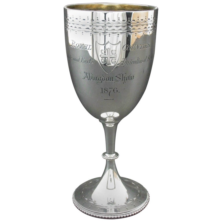 19th Century Sterling Silver Agricultural Trophy Cup, Hallmarked London 1876 For Sale