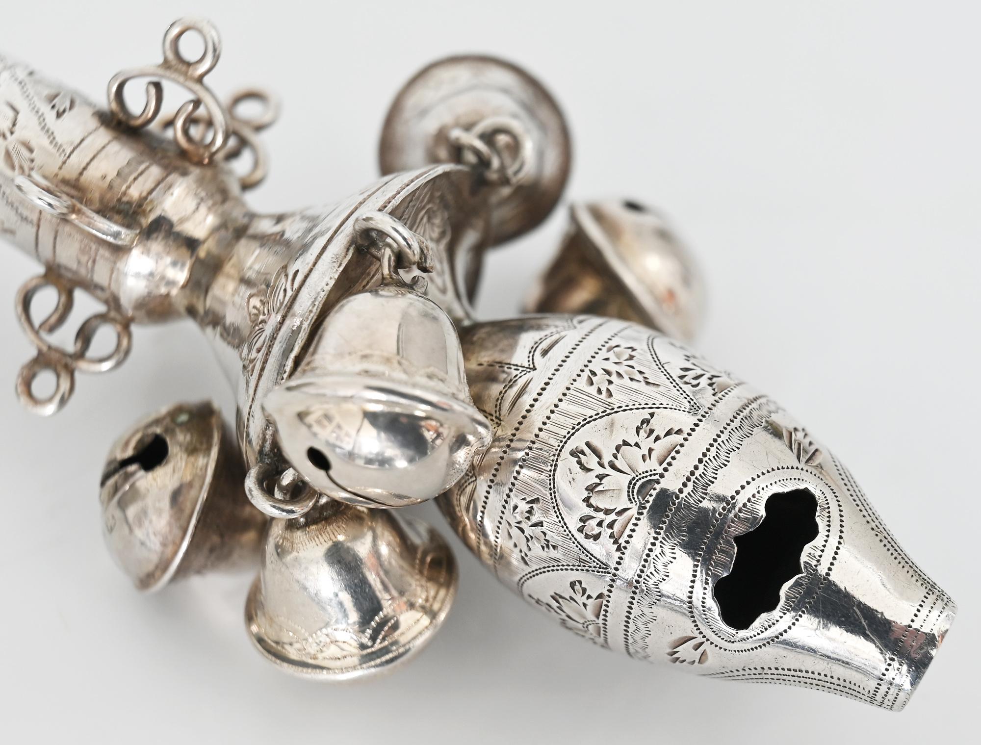 victorian silver baby rattle