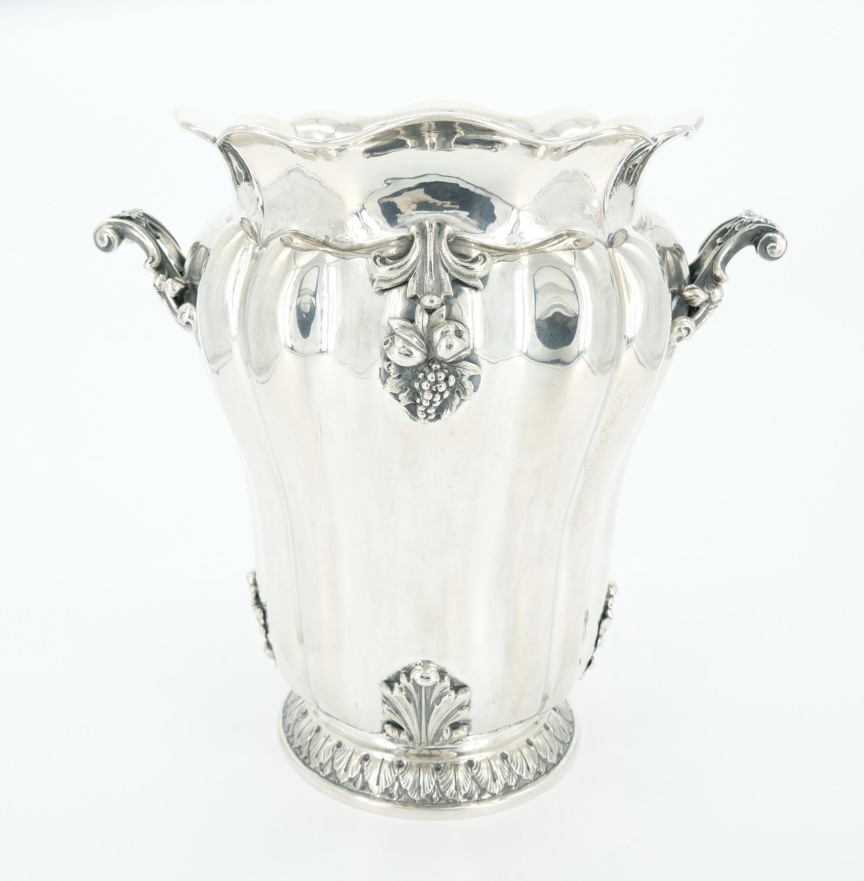 19th Century Sterling Silver Barware Wine Cooler / Ice Bucket For Sale 9