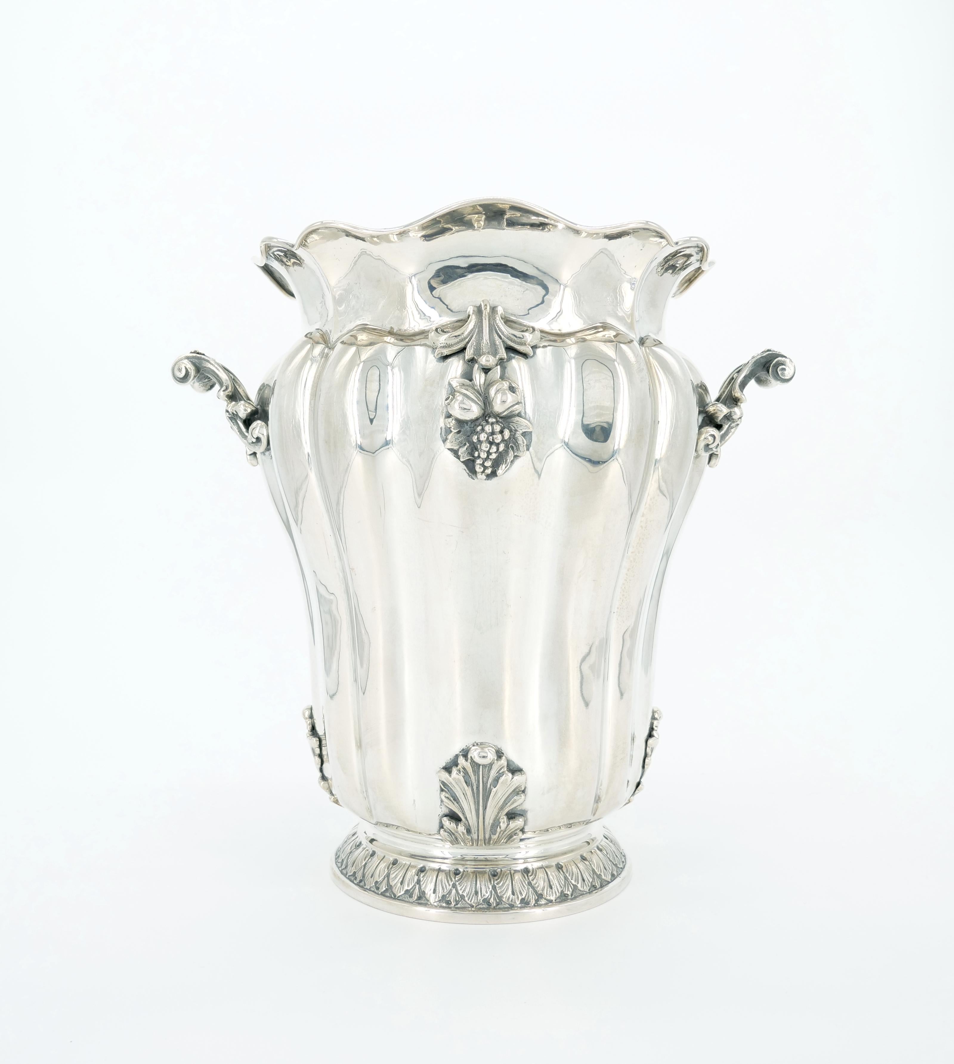 Georgian 19th Century Sterling Silver Barware Wine Cooler / Ice Bucket For Sale