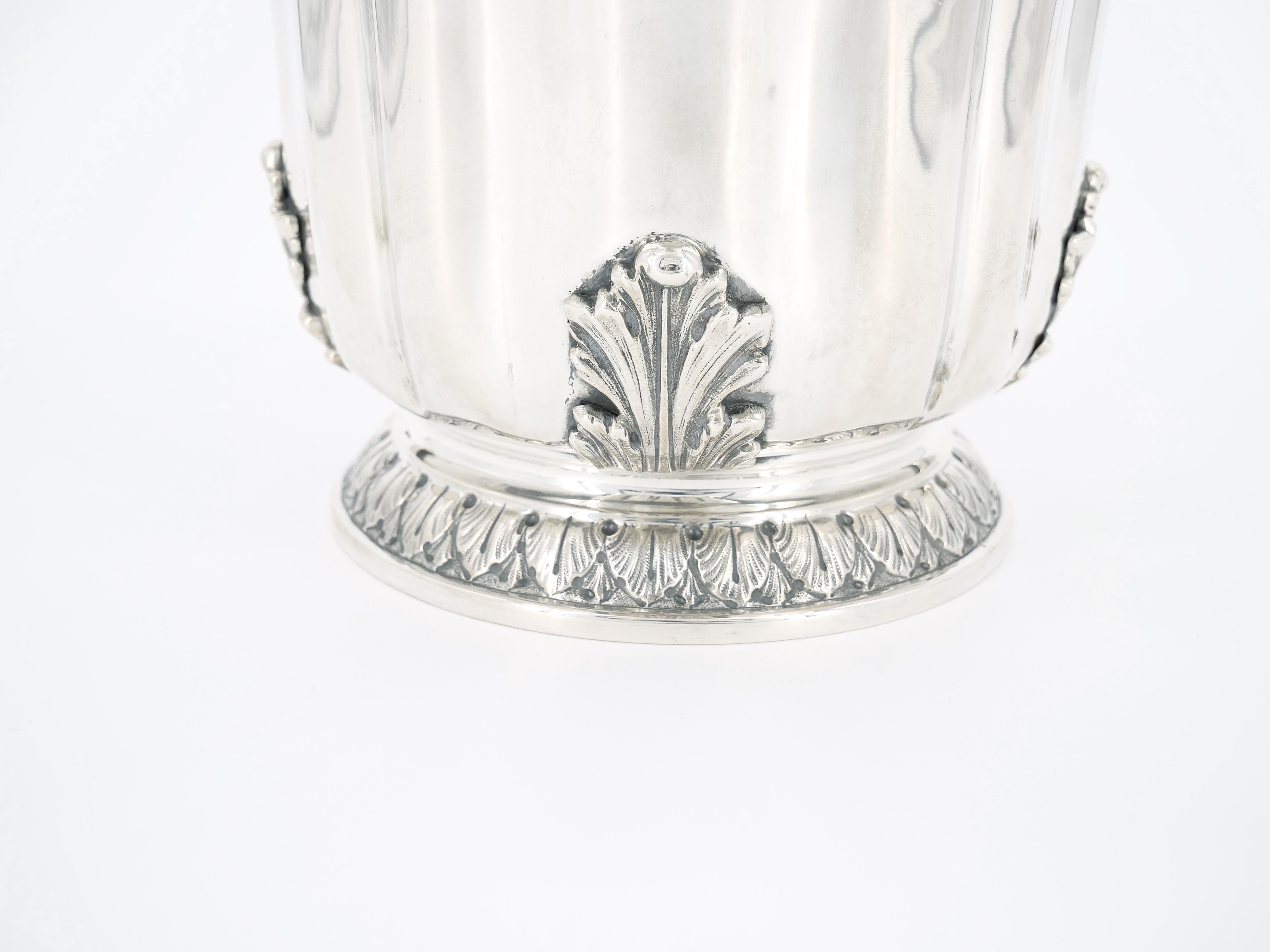 19th Century Sterling Silver Barware Wine Cooler / Ice Bucket For Sale 3