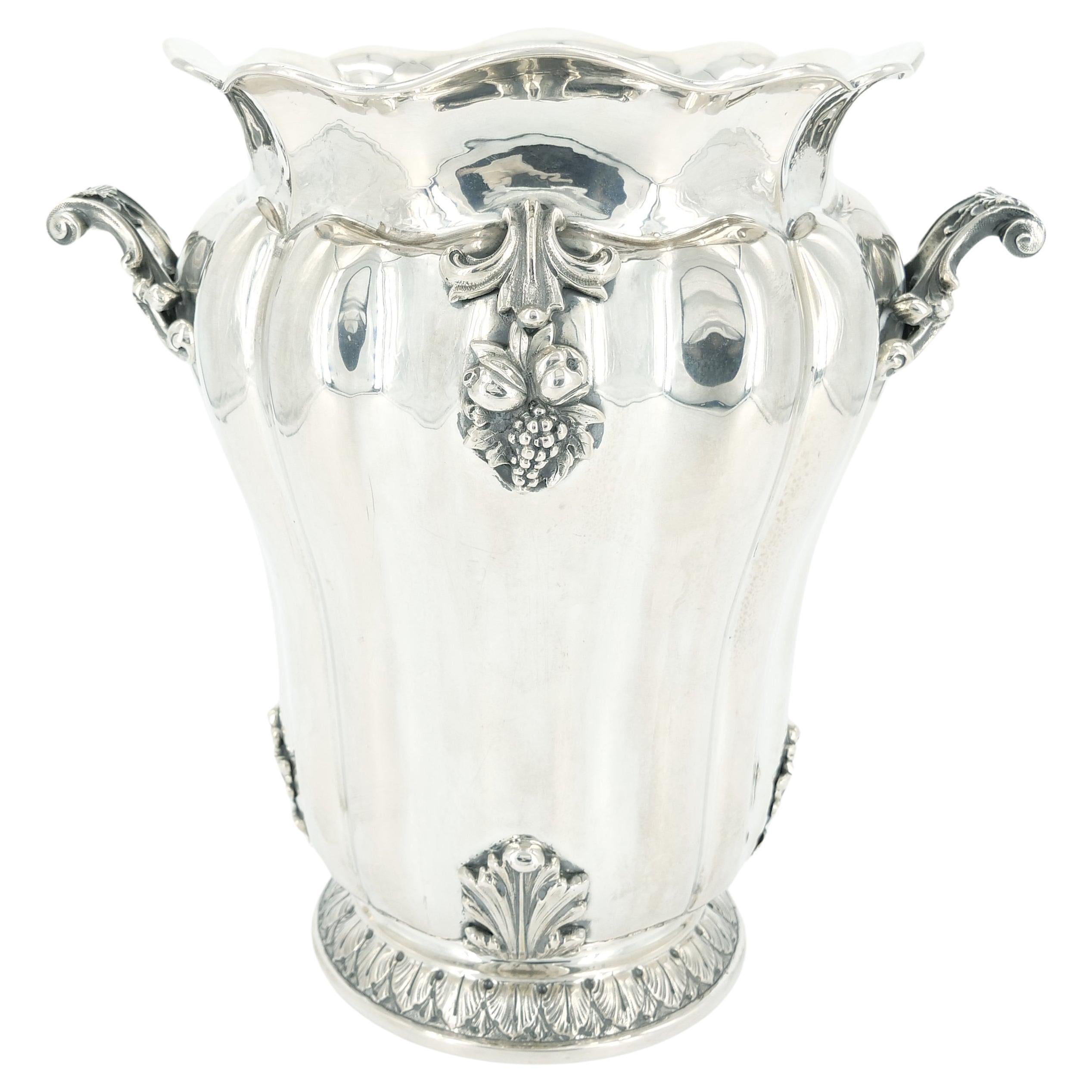 19th Century Sterling Silver Barware Wine Cooler / Ice Bucket For Sale