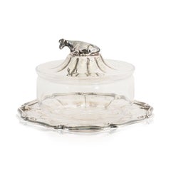 19th Century Sterling Silver Butter Dish with Cow Finial