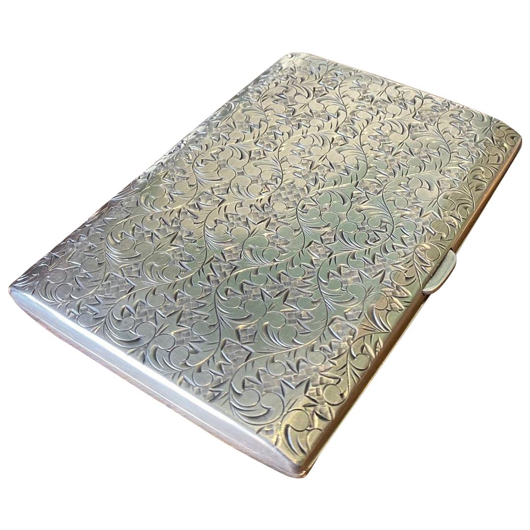 19th Century Sterling Silver Cigarette Case Card Holder Box Special Gift Idea