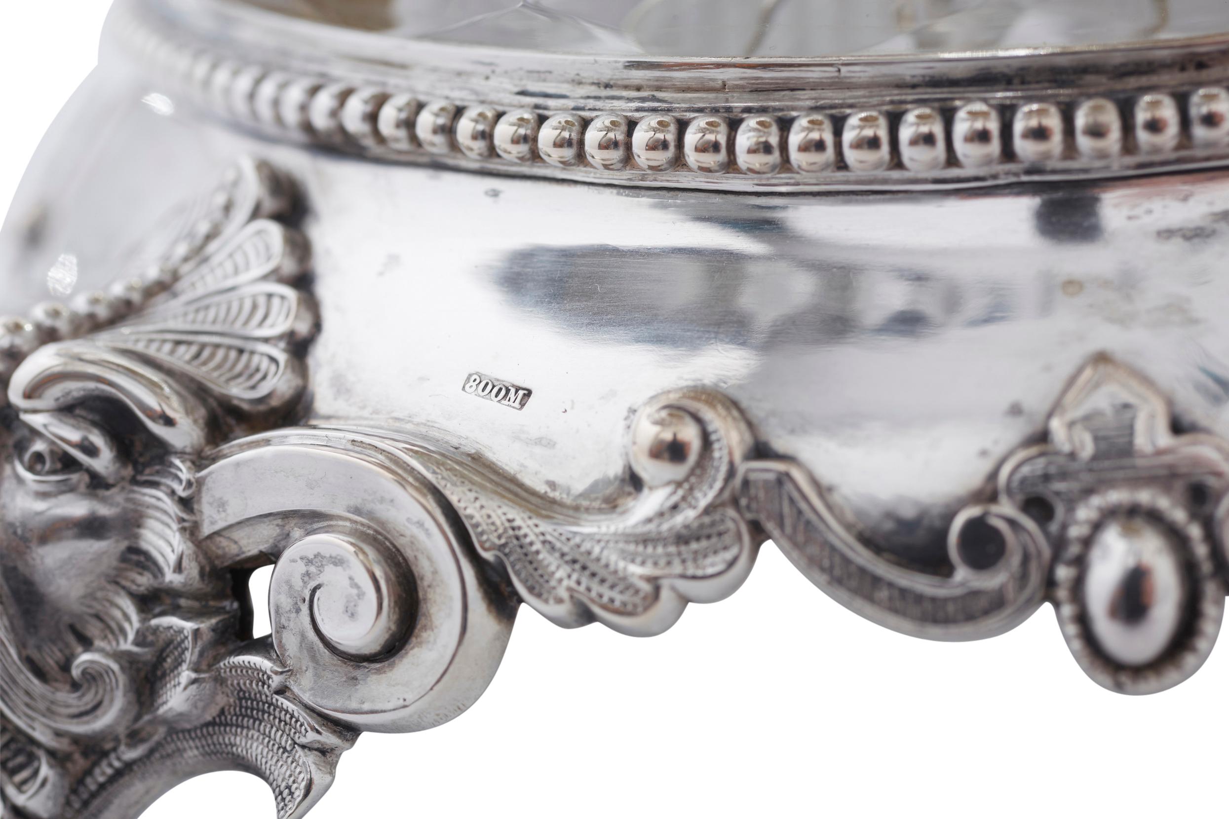 19th Century Sterling Silver / Cut Crystal Barware Server For Sale 5