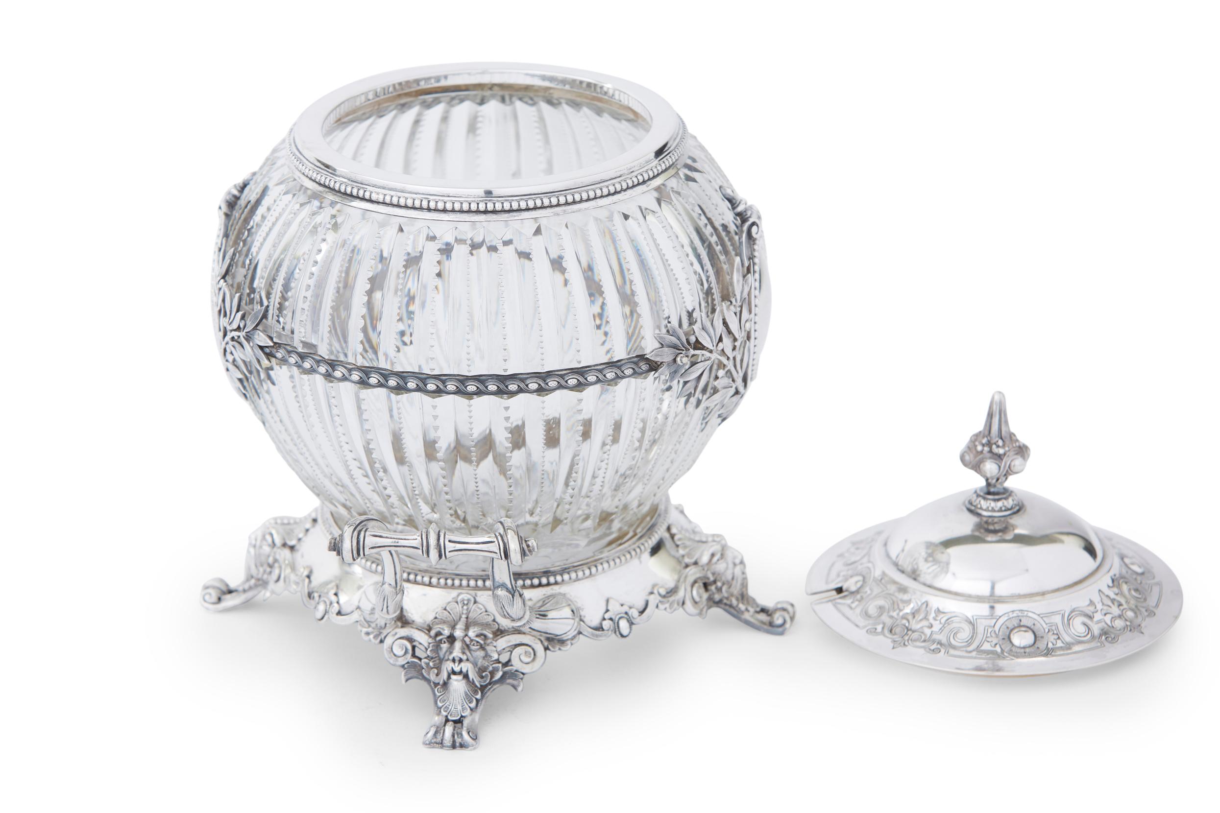 19th Century Sterling Silver / Cut Crystal Barware Server For Sale 8