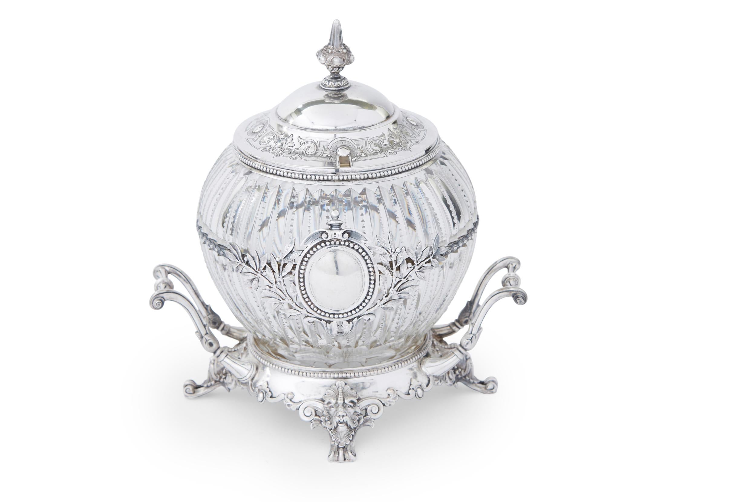 19th Century Sterling Silver / Cut Crystal Barware Server In Good Condition For Sale In Tarry Town, NY