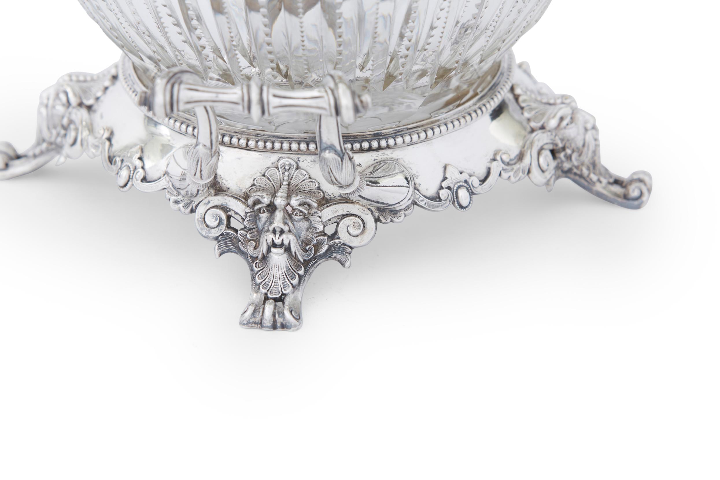 19th Century Sterling Silver / Cut Crystal Barware Server For Sale 3