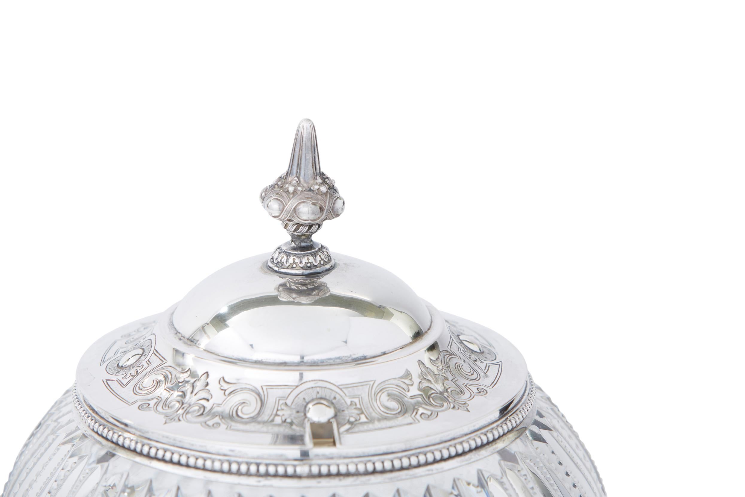 19th Century Sterling Silver / Cut Crystal Barware Server For Sale 4