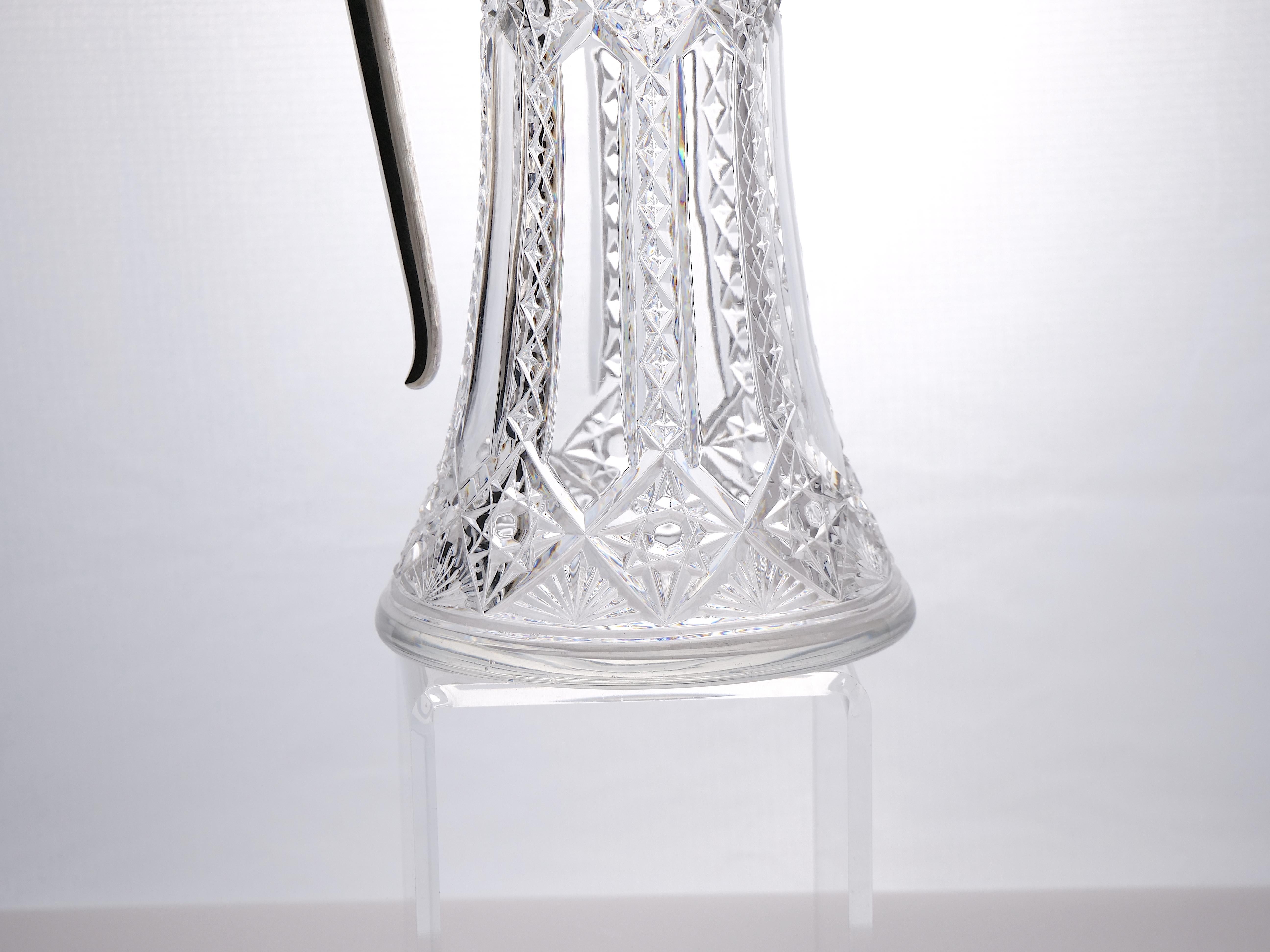 Late 19th Century 19th Century Sterling Silver / Cut Glass Claret Jug / Pitcher For Sale
