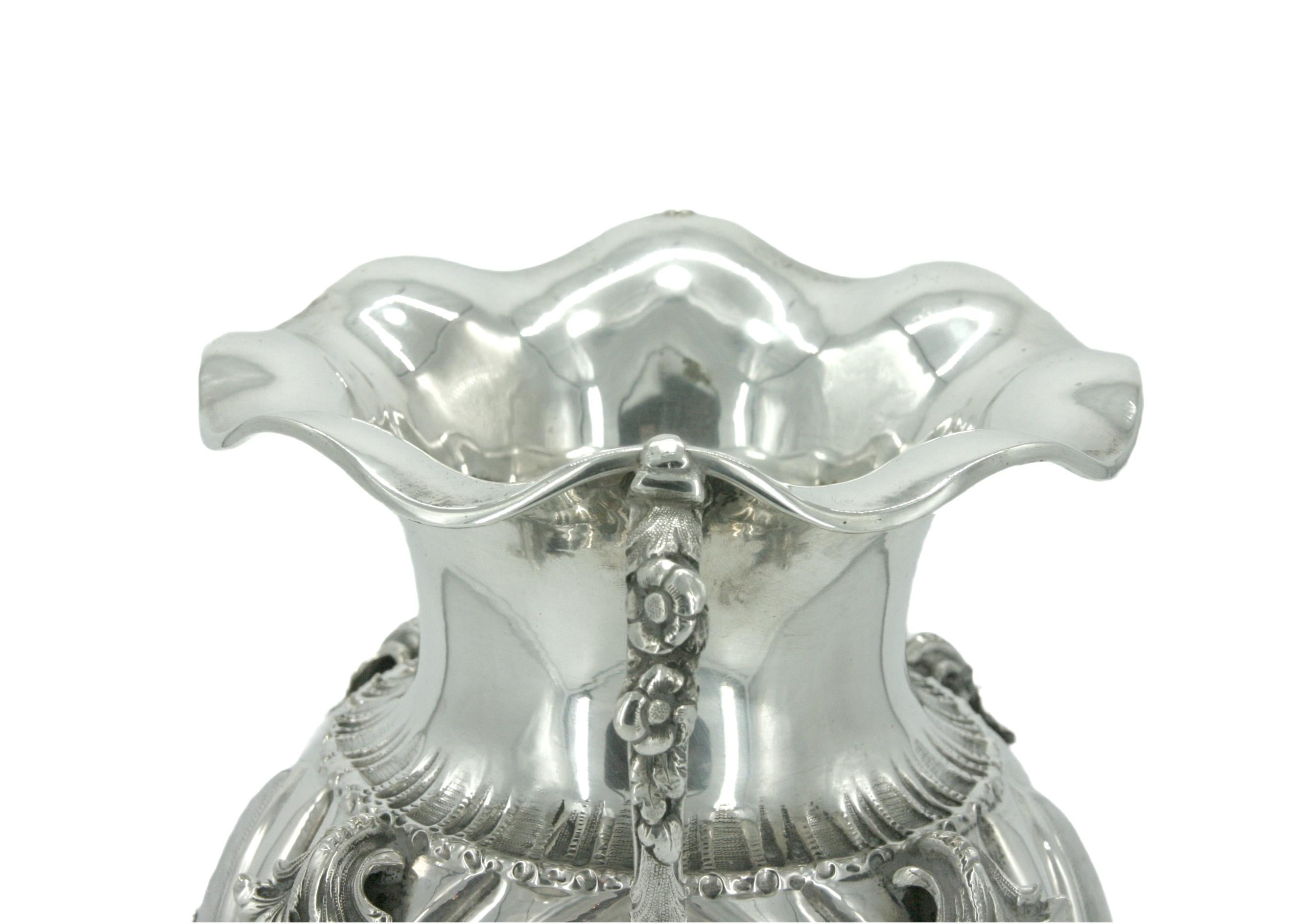 Italian 19th Century Sterling Silver Decorative Vase For Sale