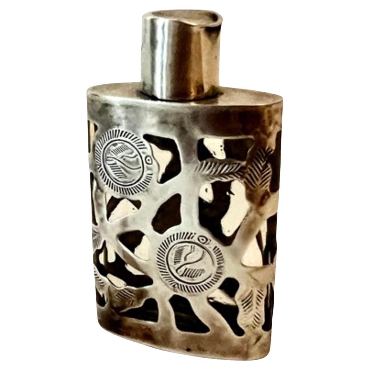 19th Century Sterling Silver Filagree Bottle For Sale