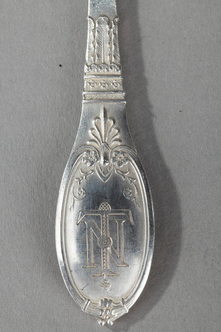 19th Century Sterling Silver Flatware Service by Gorini Frères For Sale 6