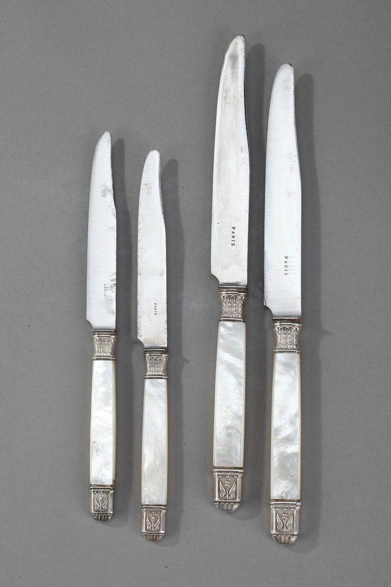 19th Century Sterling Silver Flatware Service by Gorini Frères For Sale 7