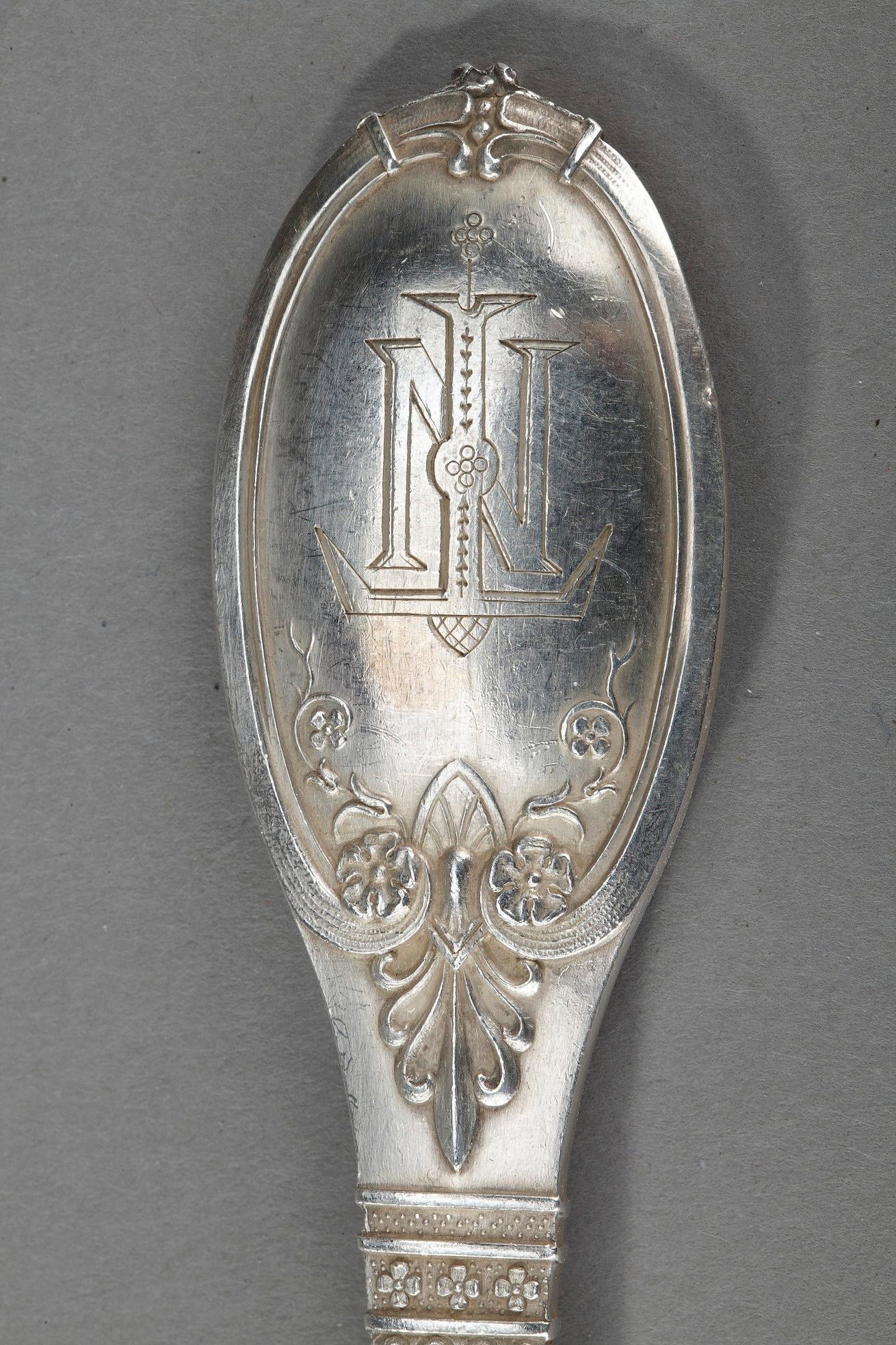 Sterling Silver Flatware by Lappara & Gabriel in a case by Gorini Frères For Sale 10