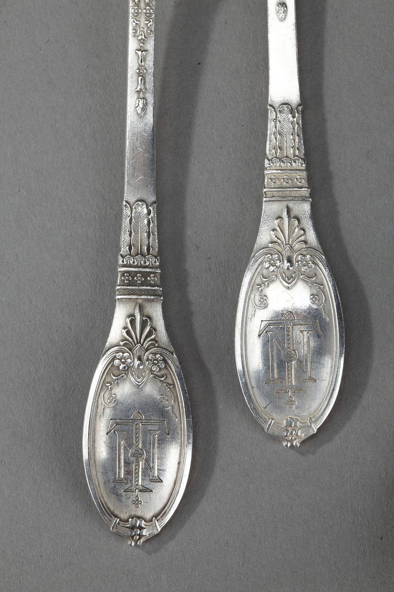 19th Century Sterling Silver Flatware Service by Gorini Frères For Sale 1