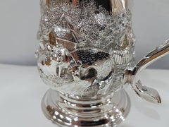 19th Century Sterling Silver Footed Tankard with Countryside Scene, circa 1748